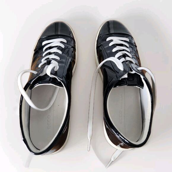 ECCO Soft 7 W 2.0 Sneaker Black Patent Leather Size 10 /10,5 Pre-owned - Picture 7 of 8